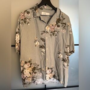 Abercrombie & Fitch Floral Print Linen Blend Shirt